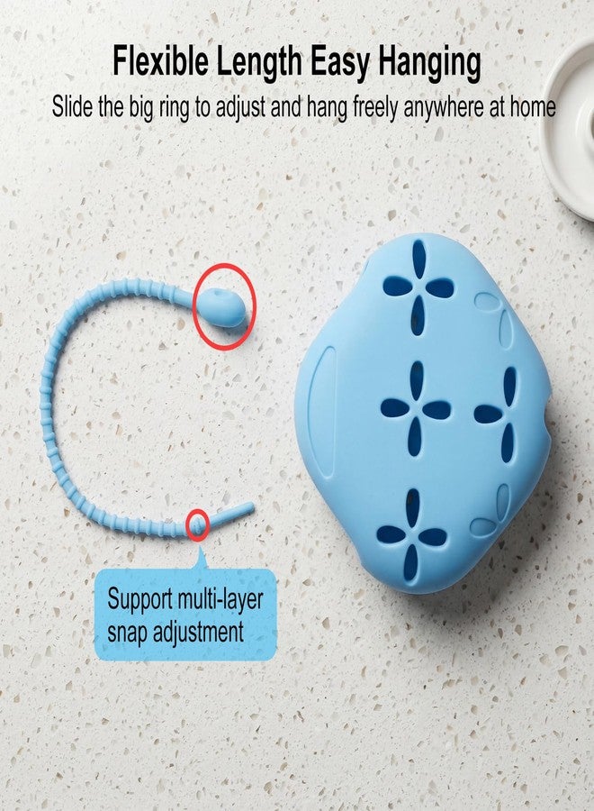 CJZMBSTY 2 Pack Shower Steamer Holder Suction Cup, Silicone Bathroom Accessories with Adjustable Hanging Strap, Non-Slip Aromatherapy Diffuser Container, White & Blue - Image 2
