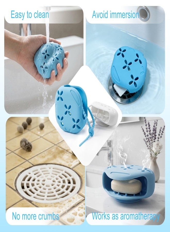 CJZMBSTY 2 Pack Shower Steamer Holder Suction Cup, Silicone Bathroom Accessories with Adjustable Hanging Strap, Non-Slip Aromatherapy Diffuser Container, White & Blue - Image 5