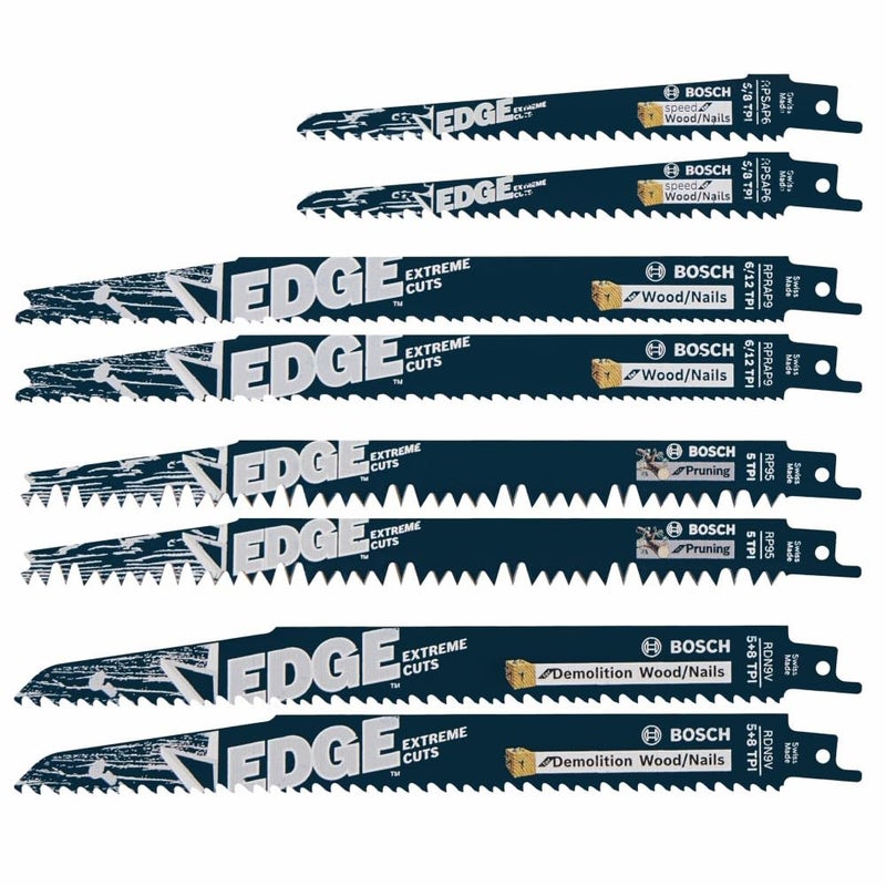 Bosch RPW008 8 pc Edge ProWood Reciprocating Saw Blade Set - Image 2