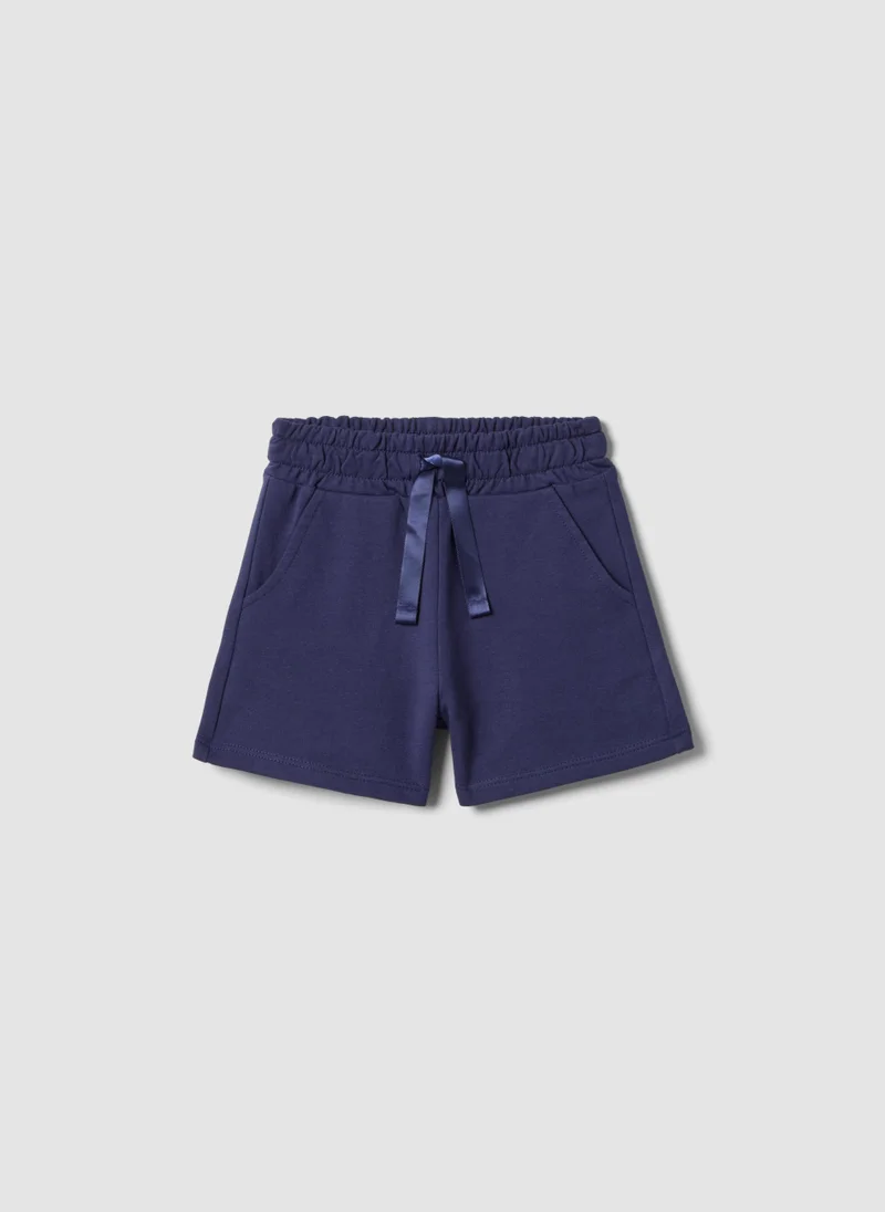 او في اس OVS Girls' Regular Fit Blue Pure Cotton Shorts