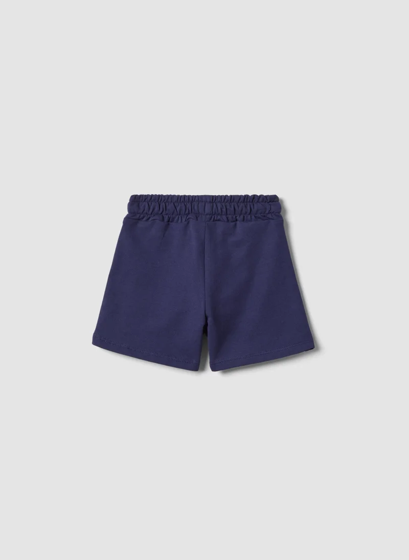 او في اس OVS Girls' Regular Fit Blue Pure Cotton Shorts