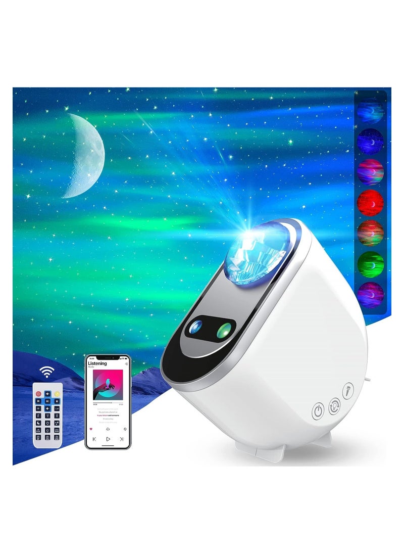 ARNOTEC جهاز عرض Galaxy Aurora، جهاز عرض نجوم LED 3 في 1، 6 أضواء قمرية ضوضاء بيضاء مع مكبر صوت بلوتوث هدية للأطفال البالغين، غرفة النوم، ديكور الغرفة  - Image 1