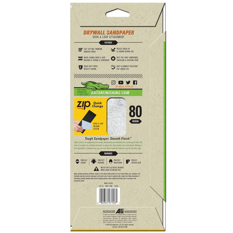 Ali Industries Gator 7156 Hook and Loop Medium 80-Grit Drywall Sheet Sandpaper, 4.5 x 10.5 Inch, 6 Sheets - Image 2