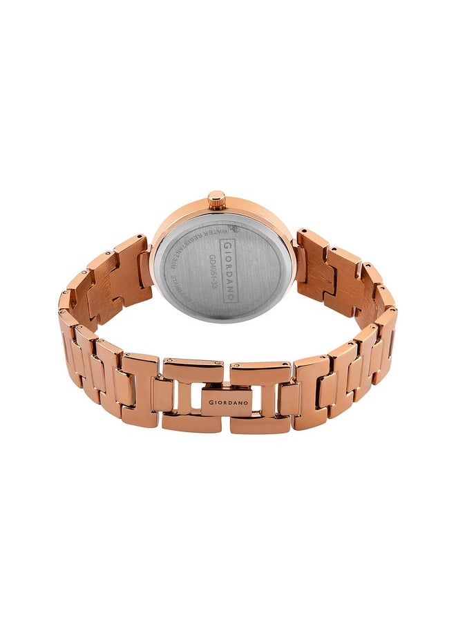 GIORDANO Giordano Eleganza Collection Analog Watch for Women with Diamond Studded Rose Gold Case and Urban Fashion Metal Strap Ladies Wrist Watch - GD4051-33  - Image 5