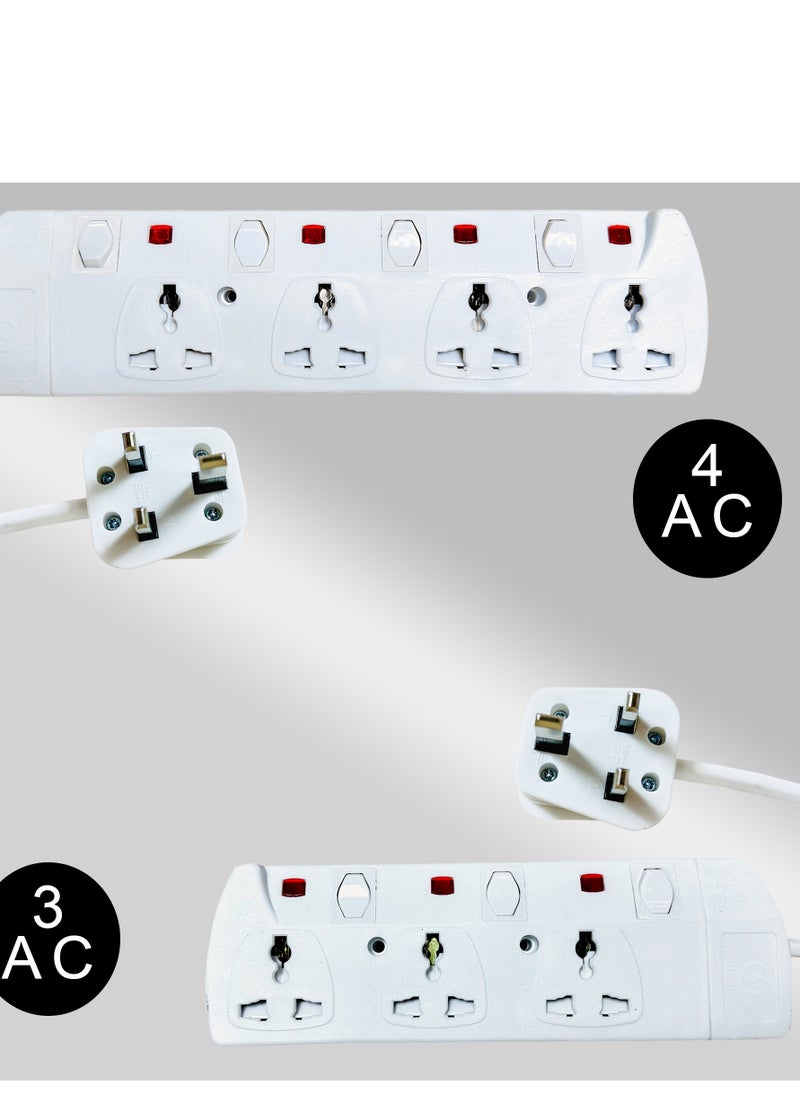 INFLUX INFLUX Extension Cord, 3-Outlet 3-Meter, Versatile Multi-Plug Power Extension Cable for Safe and Efficient Power Distribution – Ideal Extension Plug for Home, Office with individual safety buttons  - Image 4