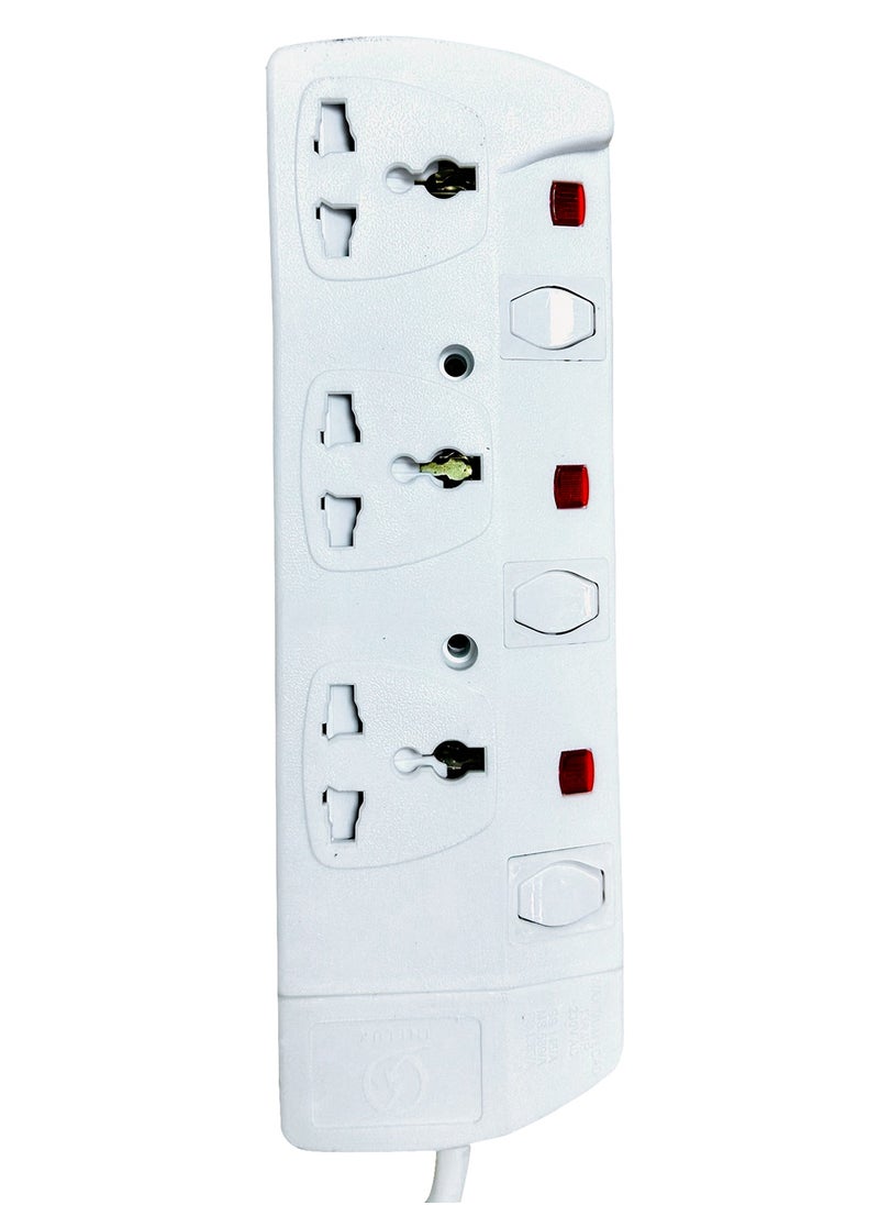 INFLUX INFLUX Extension Cord, 3-Outlet 3-Meter, Versatile Multi-Plug Power Extension Cable for Safe and Efficient Power Distribution – Ideal Extension Plug for Home, Office with individual safety buttons  - Image 3