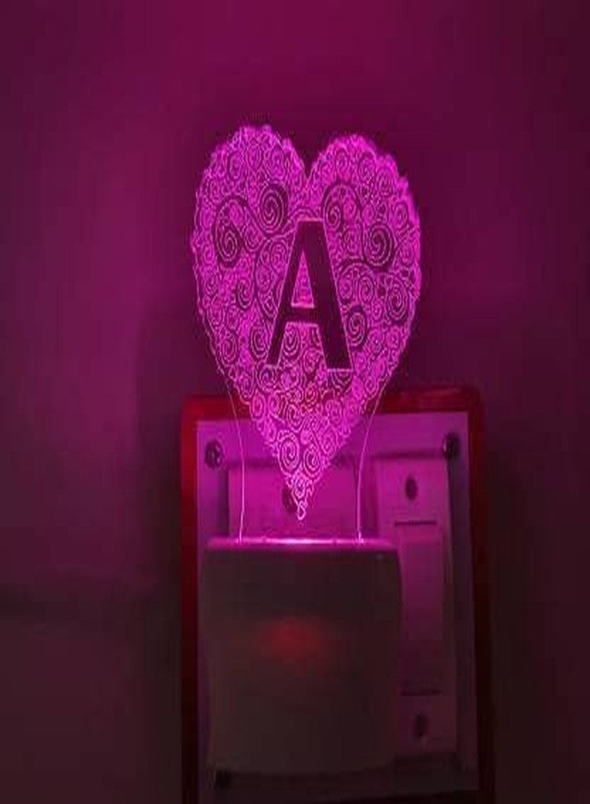 UKANI 3D Ilusion Alphabet A Design Night Lamp with 7 Colour Chnaging Light for Birthday Gift(Size 3 Inch) - Image 1