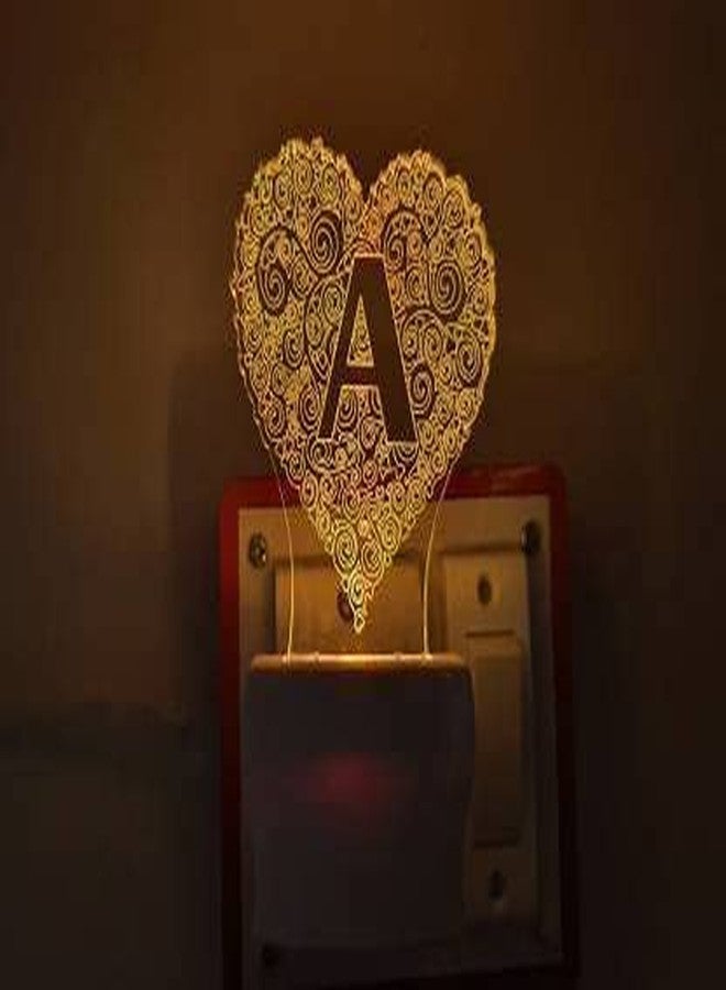 UKANI 3D Ilusion Alphabet A Design Night Lamp with 7 Colour Chnaging Light for Birthday Gift(Size 3 Inch) - Image 2