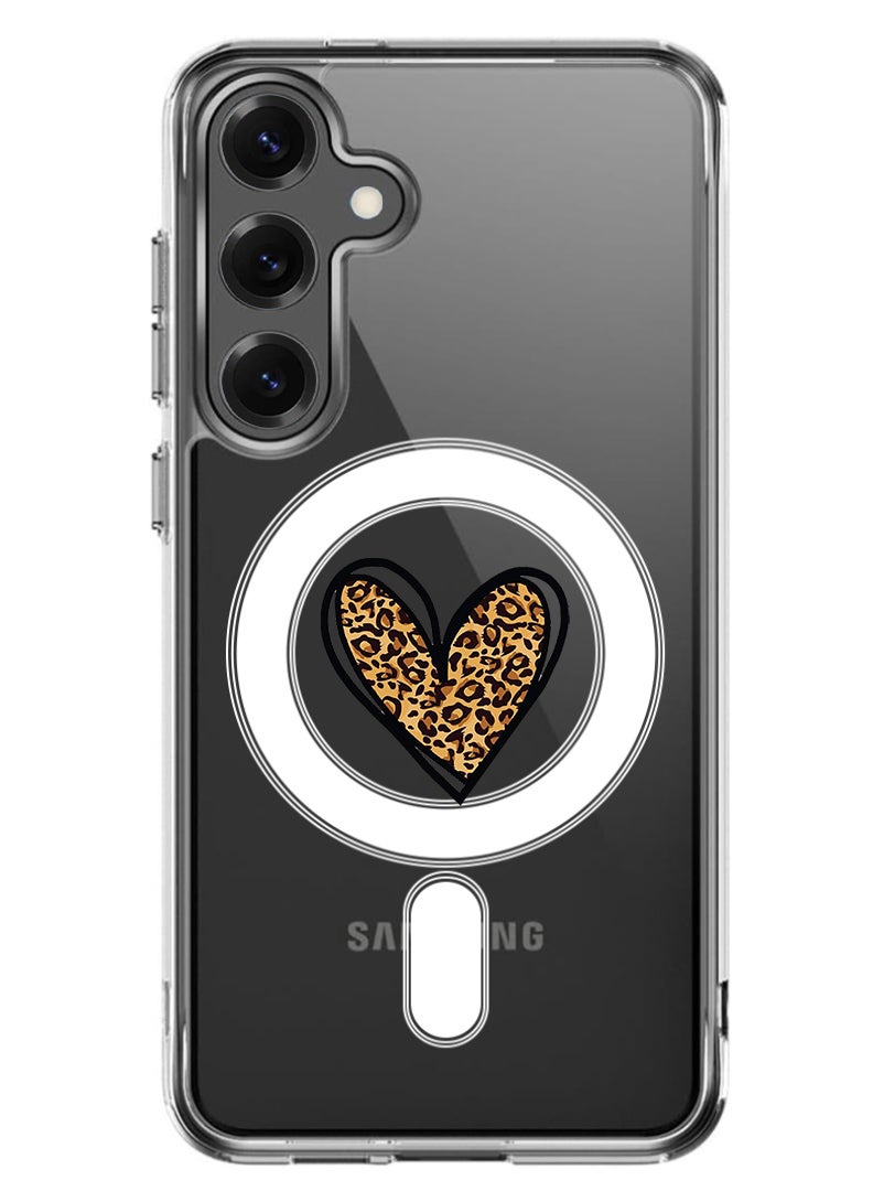 Theodor Magnetic Case for Samsung Galaxy S25 6.2-inch Compatible with MagSafe Wireless Charging, Shockproof Phone Bumper Cover leopard Print - Image 1