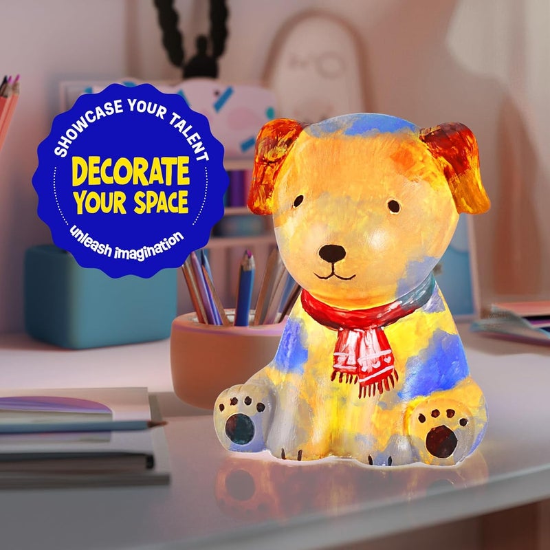 ONE TO FOUR Paint Own Dog Lamp Kit, Art Supplies Arts & Crafts Kit, Painting kit for Kids 6-12, Arts and Crafts for Kids Ages 8-12, Toys Girls Boy Birthday Gift Ages 6 7 8 9 10 11 12+ - Image 2