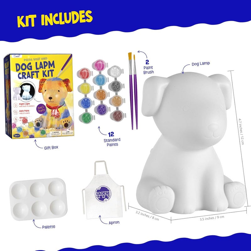ONE TO FOUR Paint Own Dog Lamp Kit, Art Supplies Arts & Crafts Kit, Painting kit for Kids 6-12, Arts and Crafts for Kids Ages 8-12, Toys Girls Boy Birthday Gift Ages 6 7 8 9 10 11 12+ - Image 3