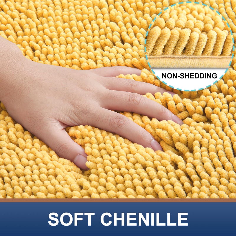 smiry سجادة حمام تشنيل الفاخرة Smiry 59''x35 '' Extra Soft and Usporbupt Shaggy Bathrate Match Machine قابلة للغسل - Image 2