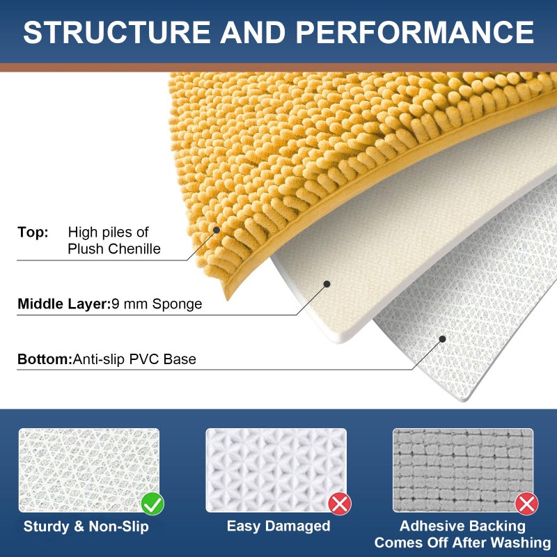 smiry سجادة حمام تشنيل الفاخرة Smiry 59''x35 '' Extra Soft and Usporbupt Shaggy Bathrate Match Machine قابلة للغسل - Image 4