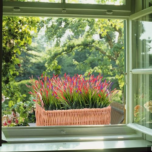 Ammyoo Artificial Faux Plants Flowers for Outdoor Decorations Fake Monkey Grass for Outside Porch Patio No Fade Realistic Greenery Plant UV Resistant Artificial Bush Shrubs for Courtyard Window Garden - Image 3