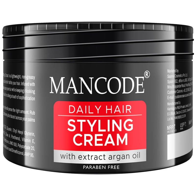 MAN CODE Mancode Hair Styling Cream For Men  100 gr  For Daily Use Style  Nourishment  Nonsticky Nonoily  Paraben  Sulphate FREE  Itch Free Daily Hair Cream  UV Protect  Care  Soft  Manageable Hair - Image 1