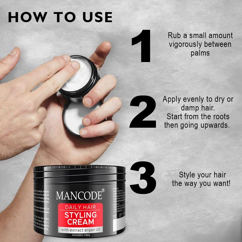 MAN CODE Mancode Hair Styling Cream For Men  100 gr  For Daily Use Style  Nourishment  Nonsticky Nonoily  Paraben  Sulphate FREE  Itch Free Daily Hair Cream  UV Protect  Care  Soft  Manageable Hair - Image 3
