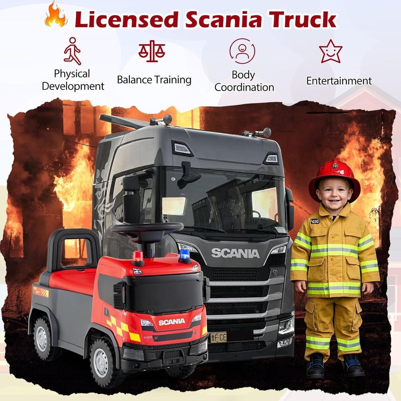 The Toys Home Licensed Scania Kids Ride-On Truck, Yellow Push Along Car with Steering Wheel, Lights and Sounds, Horn and Music, Under-Seat Storage, 18 Months+ (Red) - Image 3