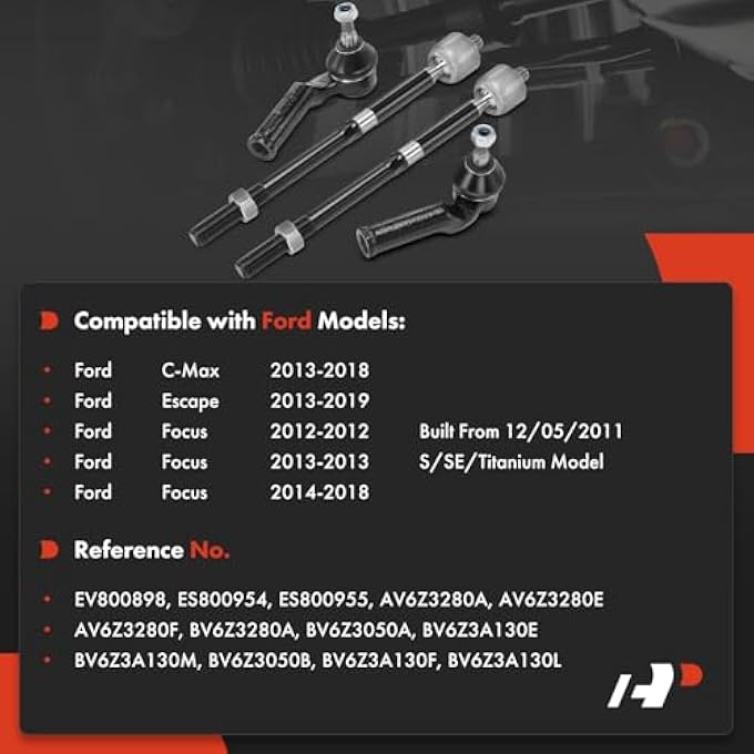 A-Premium 4Pcs Inner Outer Tie Rod End Kit Compatible With Ford Escape 20132019 Focus 20122018 CMax 20132018 - Image 3
