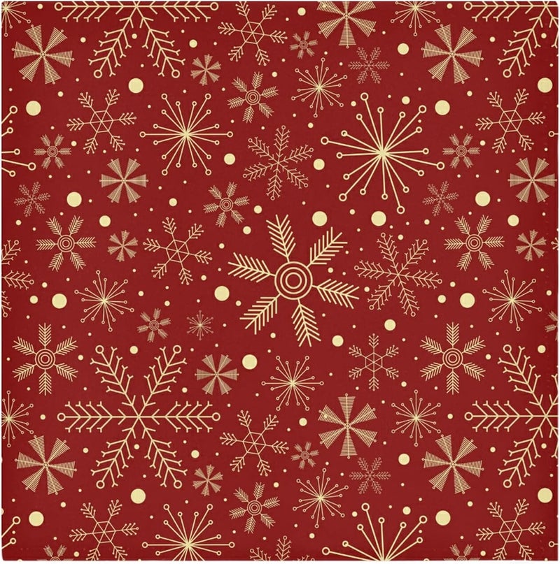 senya Christmas Cloth Napkins Set of 6 Christmas Snowflakes On Dark Red Square Premium Polyester Table Linen for Christmas Dinner Parties - Image 2