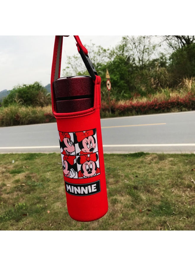 Wholesale Diving Material Cup Cover Crossbody Insulation Glass Protective Cover Cartoon Cute Drop-resistant Water Cup Handbag In Stock-Color:Four Grids-Minnie-Capacity:Large Size 550ml (height Cm)  - Image 1