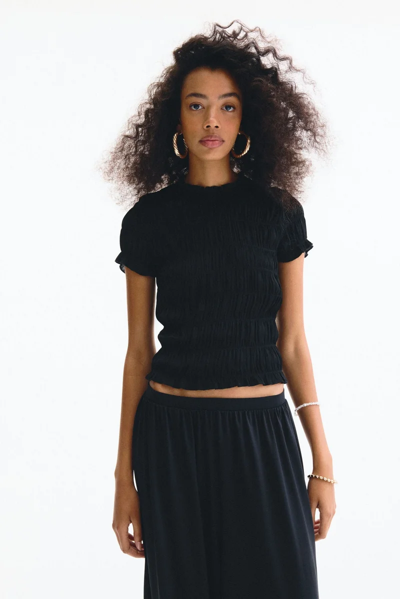 H&M Smocked puff-sleeved top
