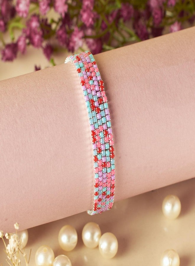 SALTY Anti Tarnish Set of 5 Rosy Blueberry Stack Bracelets for Women | Fancy Jewellery Gifts | Hand Band | Latest Fashion Accessories for Girls | Minimal Jewelry Design | Ideal for Gifting | Gift for Diwali, Christmas, Marriage, Birthday - Image 4