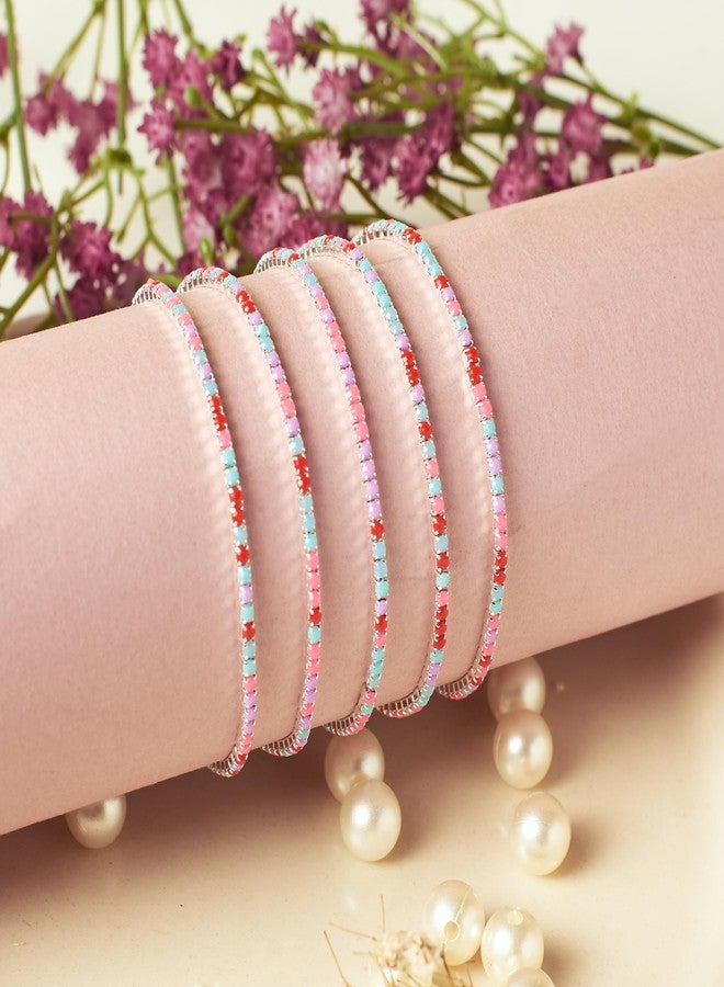 SALTY Anti Tarnish Set of 5 Rosy Blueberry Stack Bracelets for Women | Fancy Jewellery Gifts | Hand Band | Latest Fashion Accessories for Girls | Minimal Jewelry Design | Ideal for Gifting | Gift for Diwali, Christmas, Marriage, Birthday - Image 3