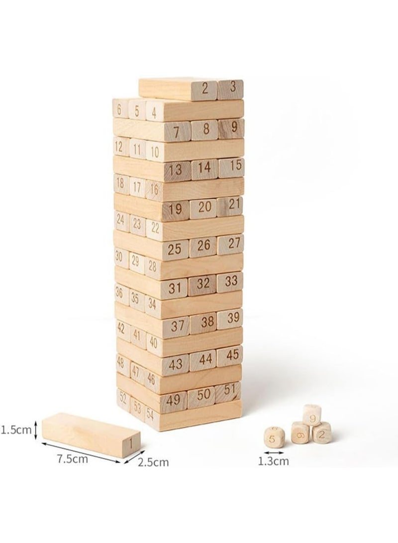 Meetion Classic Building Blocks Game with Genuine Hardwood Blocks, Stacking Tower Game for 1 or More Players, Kids Ages 6 and Up,54Pcs,Sigital Style - Image 2
