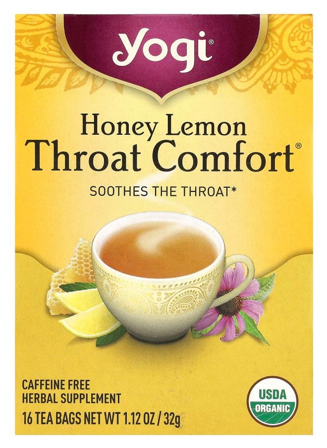 Yogi Tea Throat Comfort® Honey Lemon Caffeine Free 16 Tea Bags 1.12 oz (32 g) 