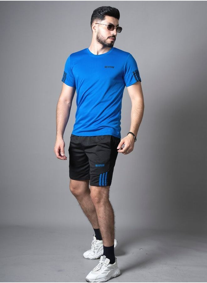 Mei Stylish - Casual Style Men`s Active Wear Outdoor or Indoor T-shirt and Short Set - Image 1