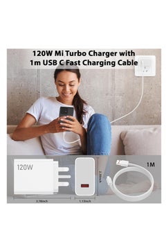 Generic لشاحن Xiaomi، شاحن حائط سريع 120 وات لـ Xiaomi 14 13 12 13t 12t 12s Pro Lite Redmi Note K70 K60 K50 12 11 Pro Plus Black Shark 3 4 5 Poco F4 Gt مع كابل Mi 3.3ft 6A USB Type C  - Image 2
