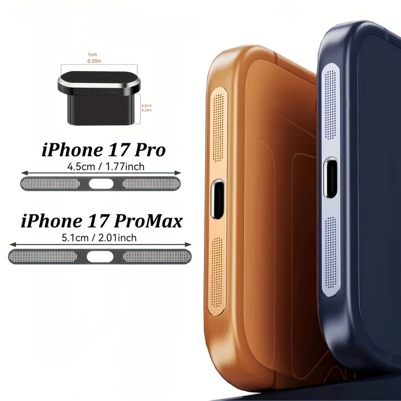 4 قطع أسود سدادة غبار من النوع C حامي منفذ الشحن غطاء شبكي مضاد للغبار لـ iPhone 17 Pro Max Pro - Image 2