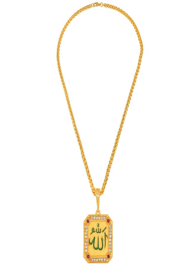morir Gold Plated Brass Big Size Allah Pendant Necklace with Chain Muslim Islamic Jewelry for Men Women - Image 5