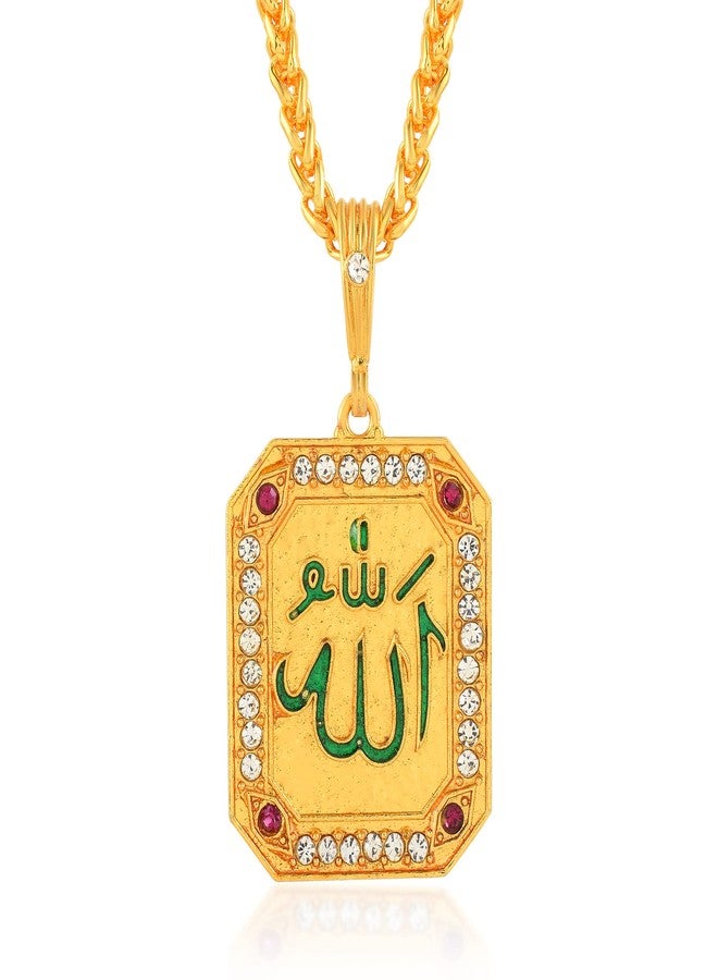 morir Gold Plated Brass Big Size Allah Pendant Necklace with Chain Muslim Islamic Jewelry for Men Women - Image 1