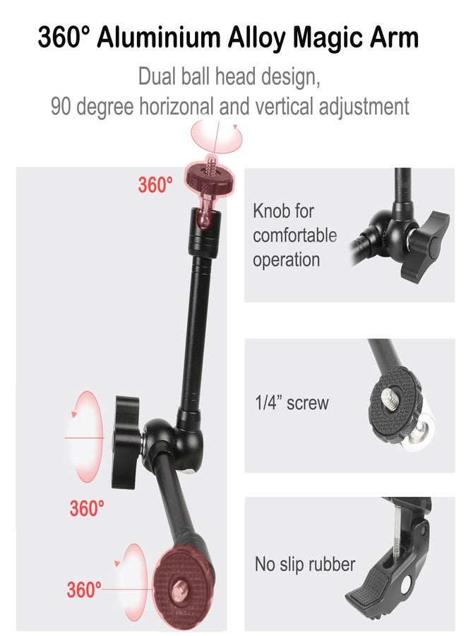 PellKing Super Double Clamp Camera Mount Umbrella Clamp, with 360° Magic Arm Double 1/4”-20 Adapter for Umbrella, Pole, Desktop, Strollers, Motorcycle, Photo Studio Light Stand, Photo Boom Stand - Image 4