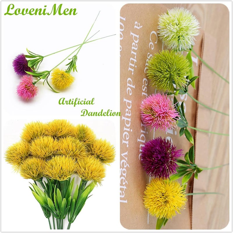 LOVENIMEN Artificial Fake Dandelion Flowers (Yellow 10 Pcs) Plastic Plants Faux Flower for Outdoor Indoor Home Garden Party Room Office Wedding Table Centerpieces DIY Planting Filler Decoration - Image 5
