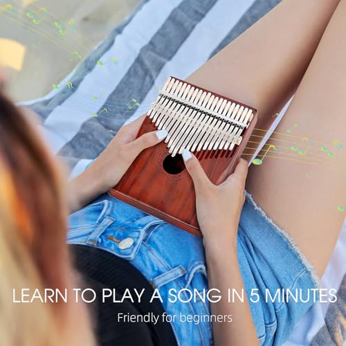 YUNDIE Kalimba Thumb Piano,YUNDIE Portable 21 Keys Mbira Finger Piano with Tune Hammer and Instruction, Musical Instruments Gift for Adult Beginners Professional(Brownish Red) (21 Keys) - Image 3