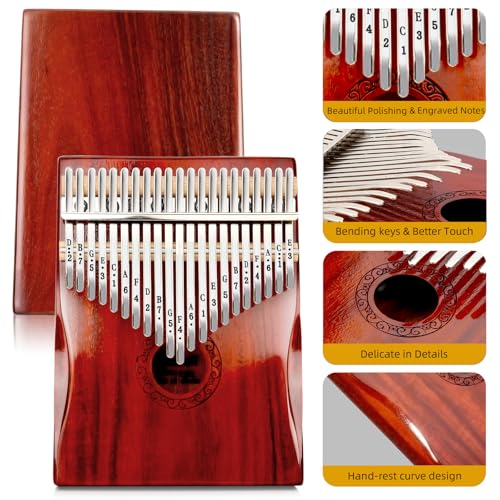 YUNDIE Kalimba Thumb Piano,YUNDIE Portable 21 Keys Mbira Finger Piano with Tune Hammer and Instruction, Musical Instruments Gift for Adult Beginners Professional(Brownish Red) (21 Keys) - Image 2