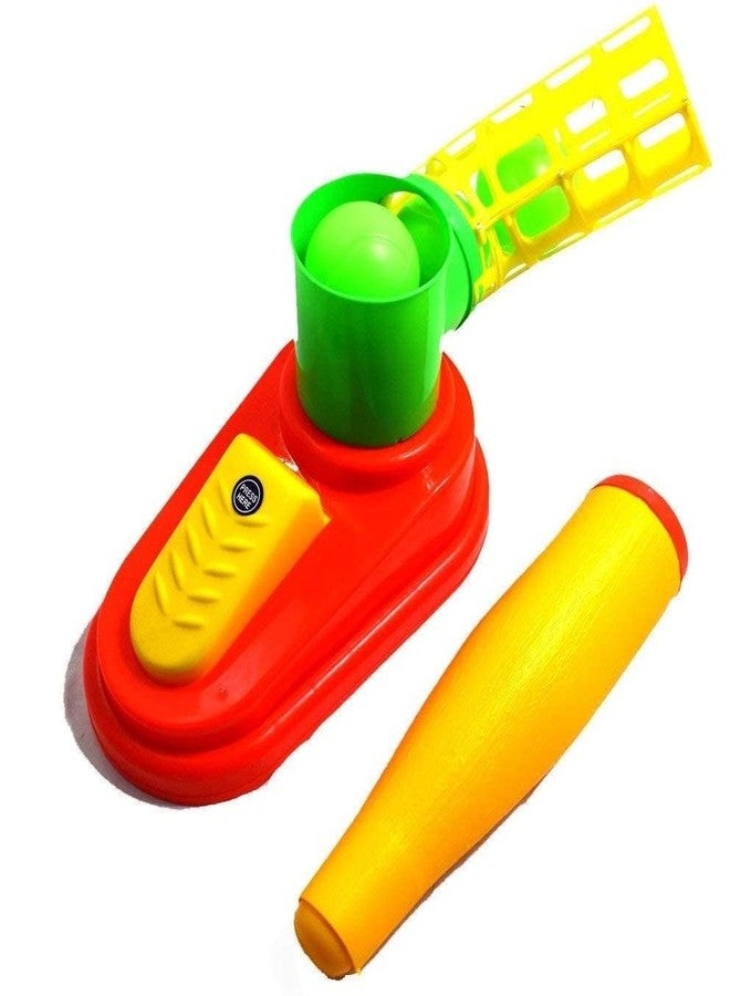 Goyal's Goyals Automatic Plastic Pitcher Power Shot Base Ball Game Unbreakable Includes 1 Bat 3 Balls for Age 3 Years & Above | Foot Pedal Launcher Training Toy - Red & Yellow - Image 4