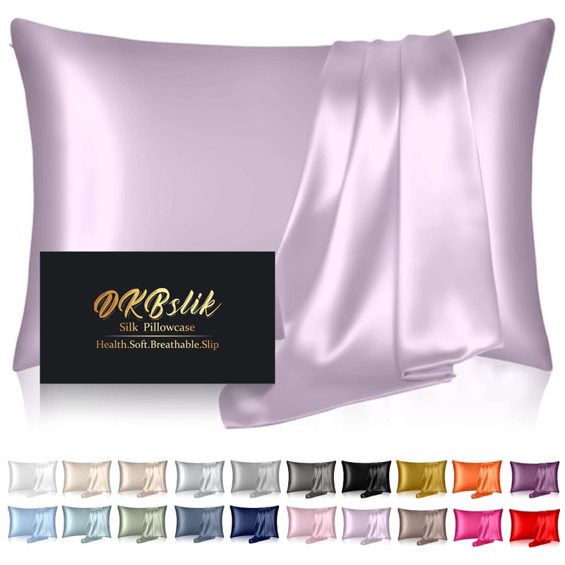DKBslik Silk Pillowcase for Hair and Skin  Mulberry Silk Pillow Cases Queen Size  Anti Acne Cooling Beauty Sleep Both Sides Natural Silk Satin Pillowcases with Hidden Zipper  Gifts for Women Men  Lavender
