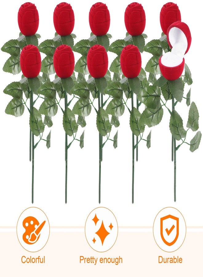 Amosfun 10pcs Romantic Ring Storage Box Red Rose Bouquet Velvet Jewelry Engagement Ring Box Case for Wedding Valentine's Day Birthday - Image 5