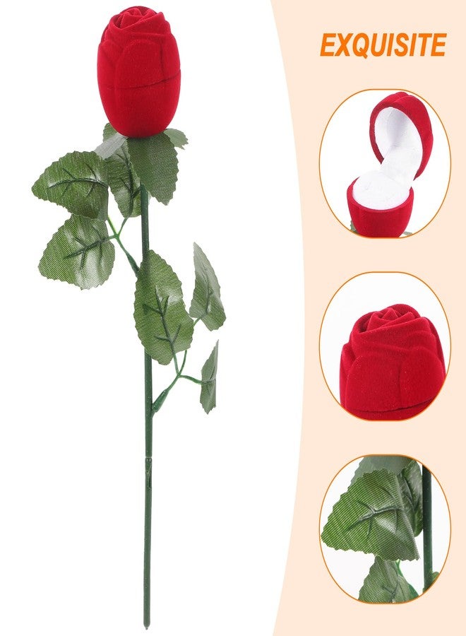 Amosfun 10pcs Romantic Ring Storage Box Red Rose Bouquet Velvet Jewelry Engagement Ring Box Case for Wedding Valentine's Day Birthday - Image 4