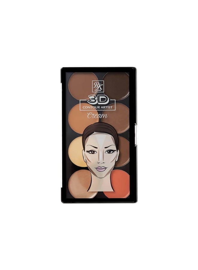 Ruby Kisses Flawless Finish with 3D Contour Cream Makeup Palette – Lightweight, Multi-Palette, Contouring Foundation, Creamy, Sculpt &Highlighting, Define Cheekbones (Dark Medium) - Image 1