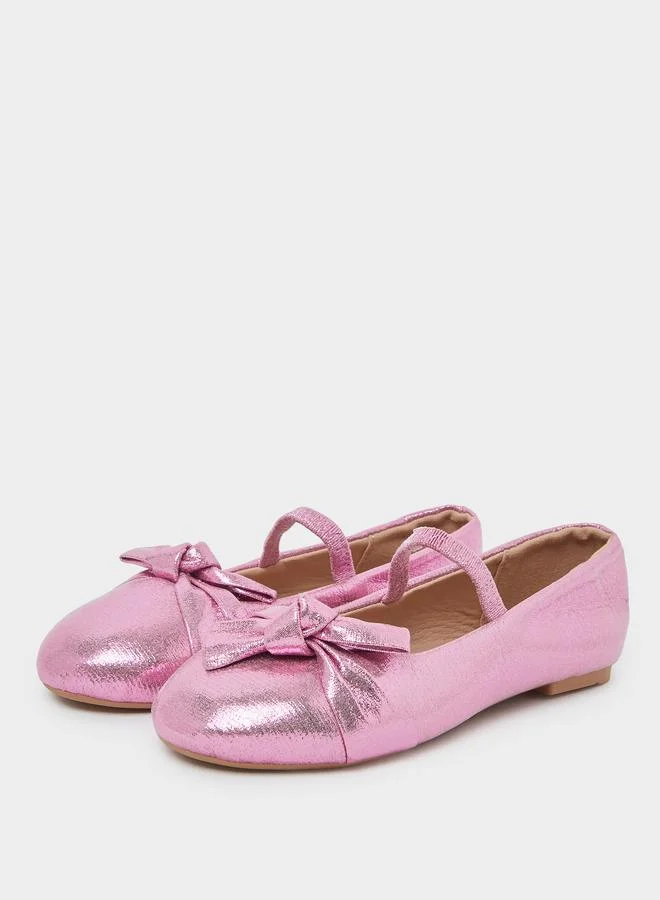 Styli Girls Metallic Bow Ballerinas
