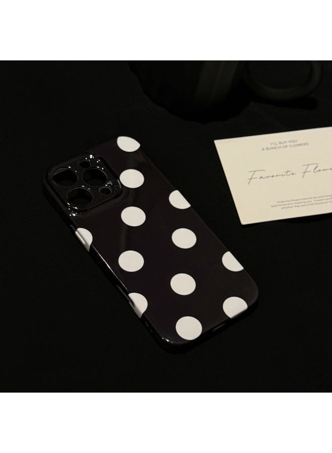 NIBEMINENT Minimalist Understated Polka Dot Design Protective TPU Case Cover For iPhone 17, Black White And Ink