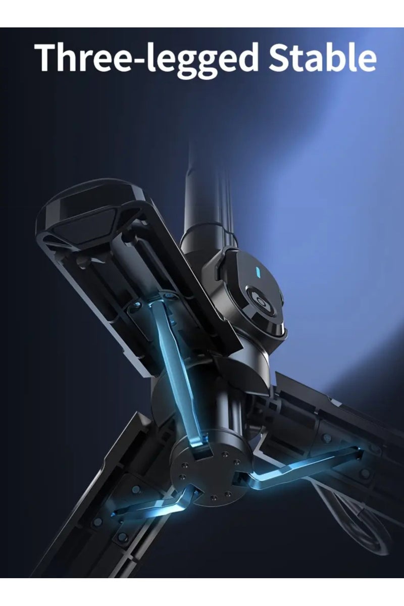 بيتشو مثبت جيمبال محمول، حامل فيديو إبداعي للتدوين في الهواء الطلق، عصا سيلفي محمولة تلسكوبية للسفر، مثبت جيمبال للهواتف الذكية بزاوية 360 درجة مع حامل ثلاثي القوائم أفقي ورأسي بمفتاح واحد، حامل مضاد للاهتزاز للبث المباشر - Image 4