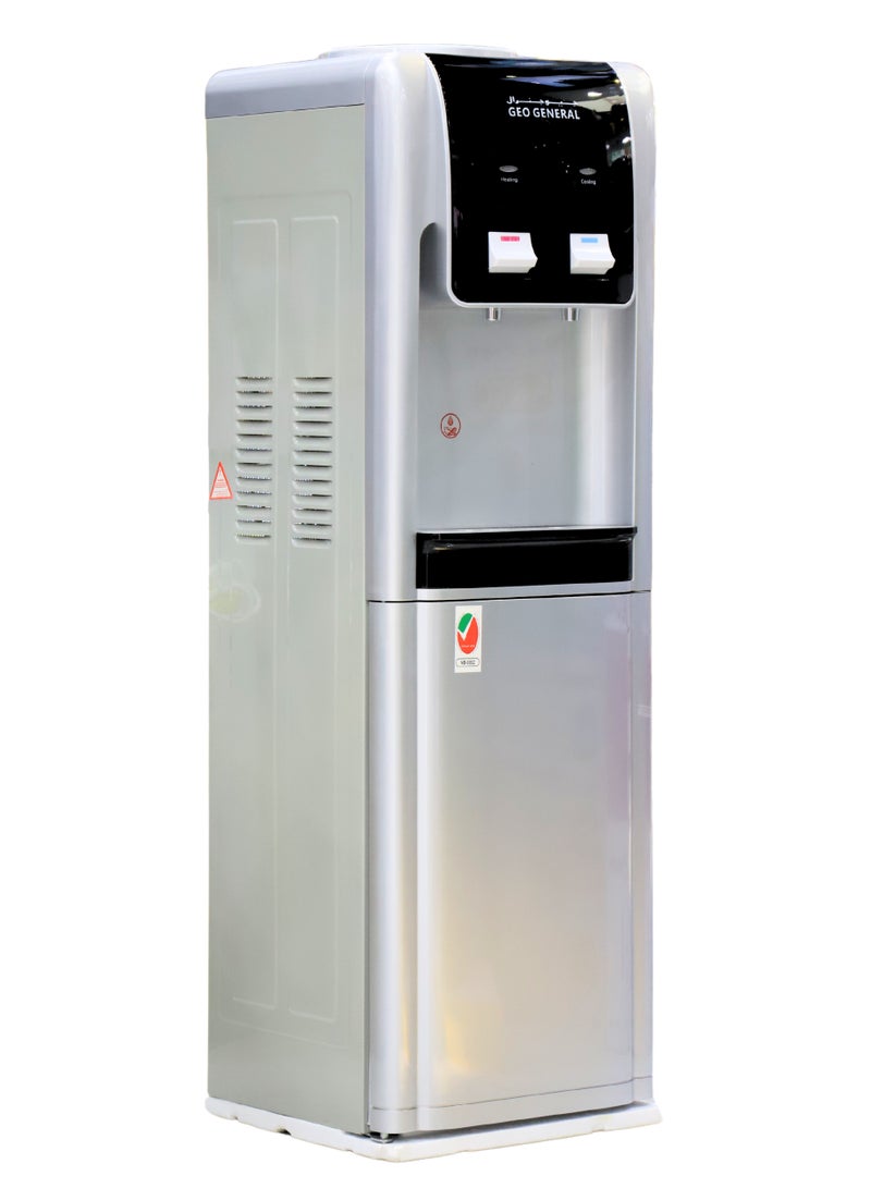 GEO GENERAL GSM-98LB Water Dispenser, 2 Taps, Hot & Cold, 5L/h Hot, 2L/h Cold, 550W Heating, 90W Cooling, 2 Taps with Cabinet, Black and Silver - Image 3