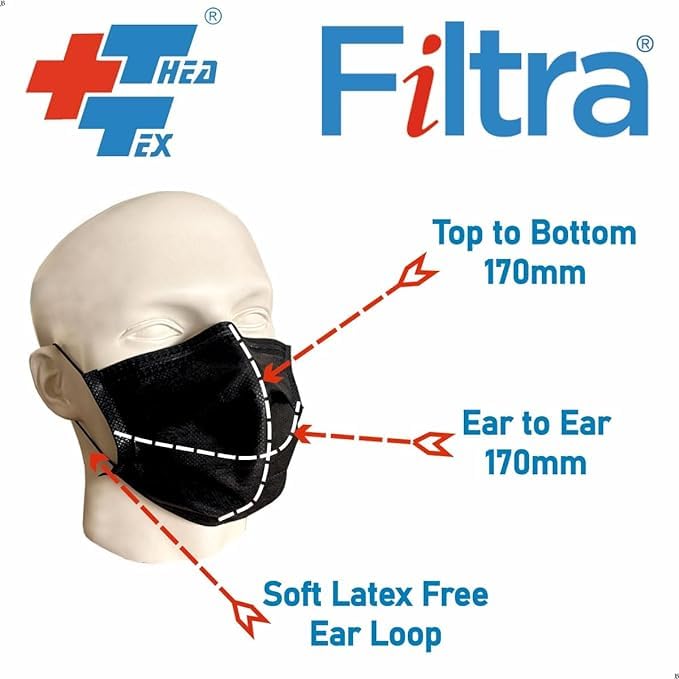 Filtra قناع جراحي ثلاثي الطبقات بحلقة أذن - تصفية عالية | قابل للتنفس | مضاد للحساسية | مريح | مقاوم للسوائل - Image 5