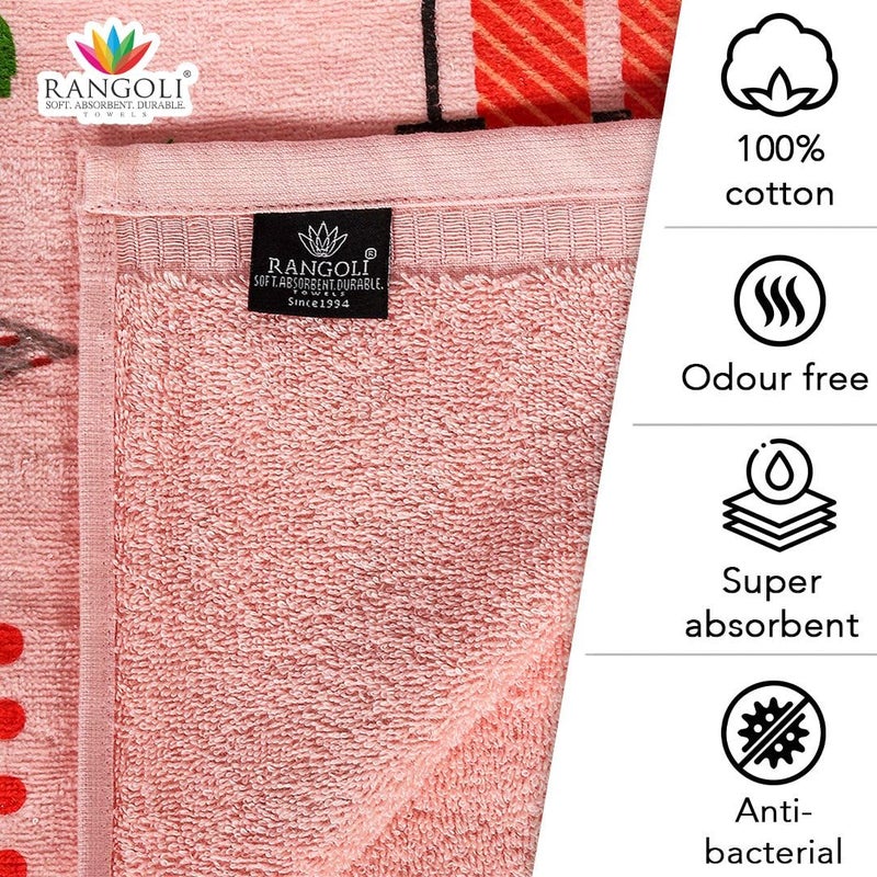 Rangoli 100% Cotton Kids Bath Towel - Super Soft & Highly Absorbent, Peach - Image 5