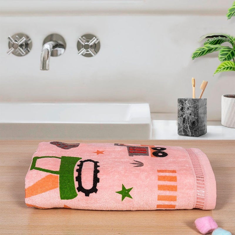 Rangoli 100% Cotton Kids Bath Towel - Super Soft & Highly Absorbent, Peach - Image 2